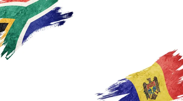 흰색 배경에 있는 남아프리카 공화국 과 몰도바의 국기 — 스톡 사진
